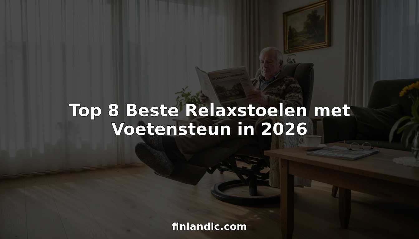 Oudere man zit ontspannen in een comfortabele stoel met zijn voeten omhoog.