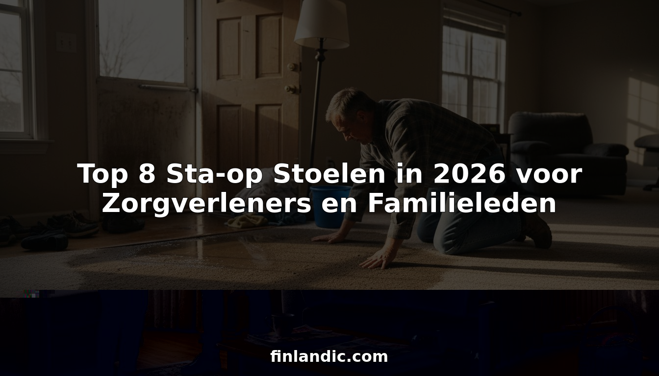 Een oudere dame maakt gebruik van een sta-op stoel in haar woonkamer.