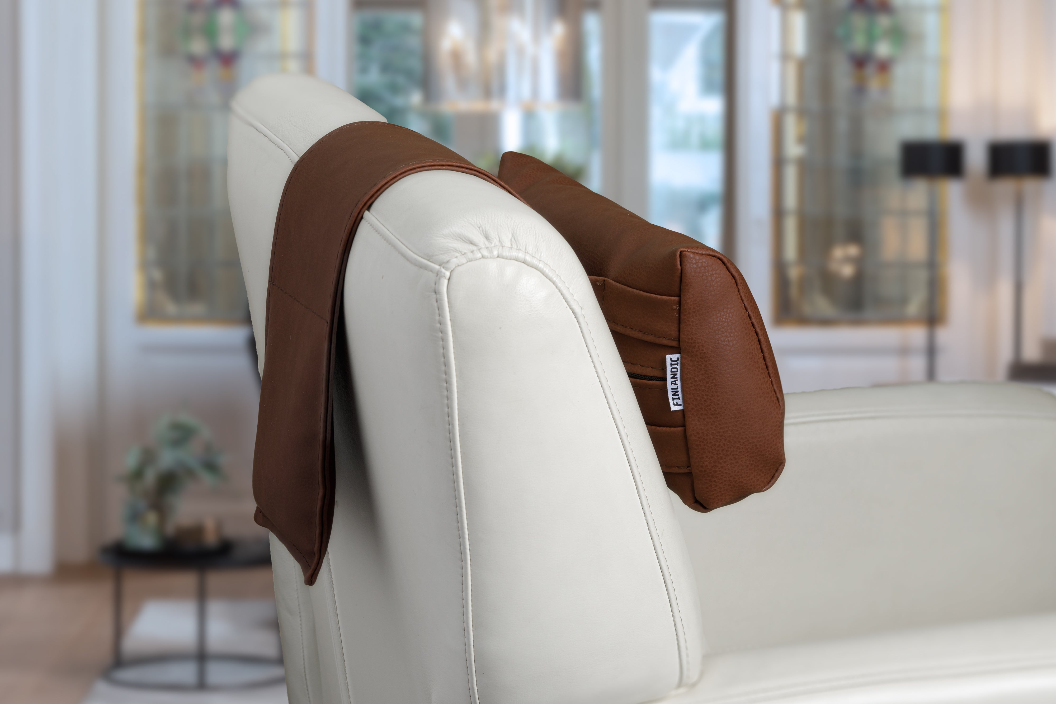 Hoofdkussen F04 reinigbaar cognac PU leder - Finlandic