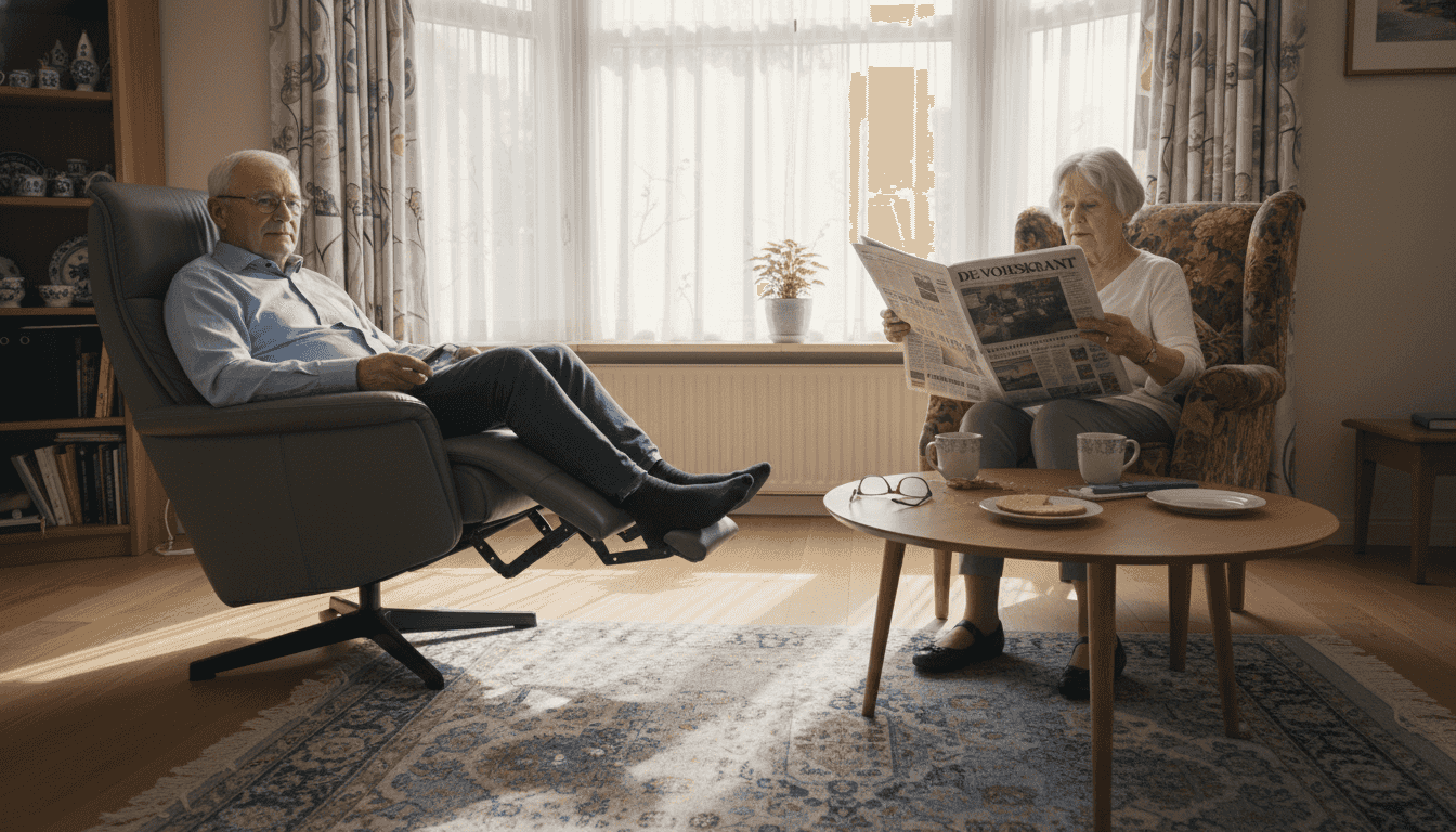 Senioren zetten de relaxfauteuil en de klassieke fauteuil naast elkaar