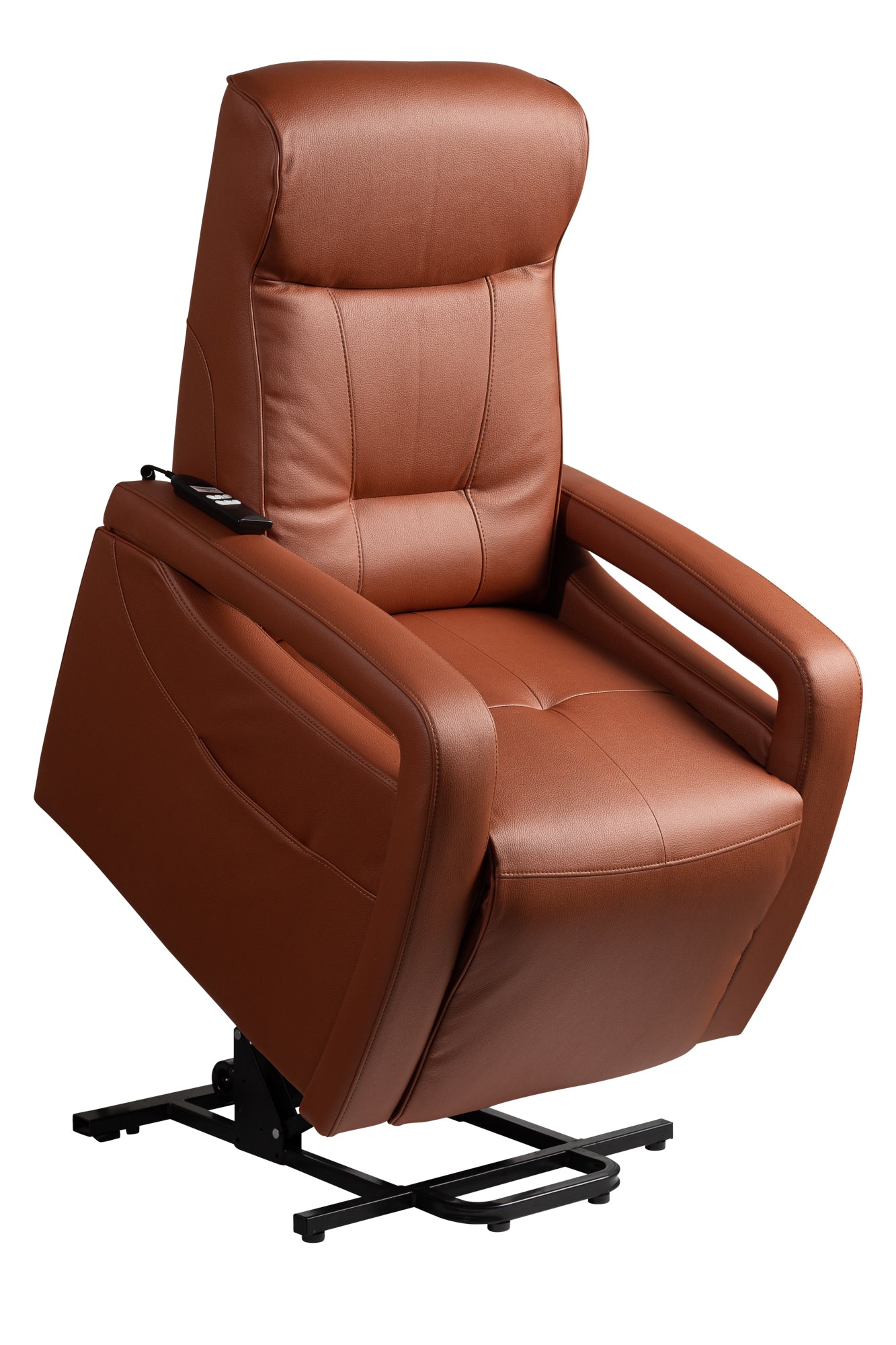 Relax en sta-op stoel verrijdbaar F-502 (2-motorig) bruin PU leder - Finlandic