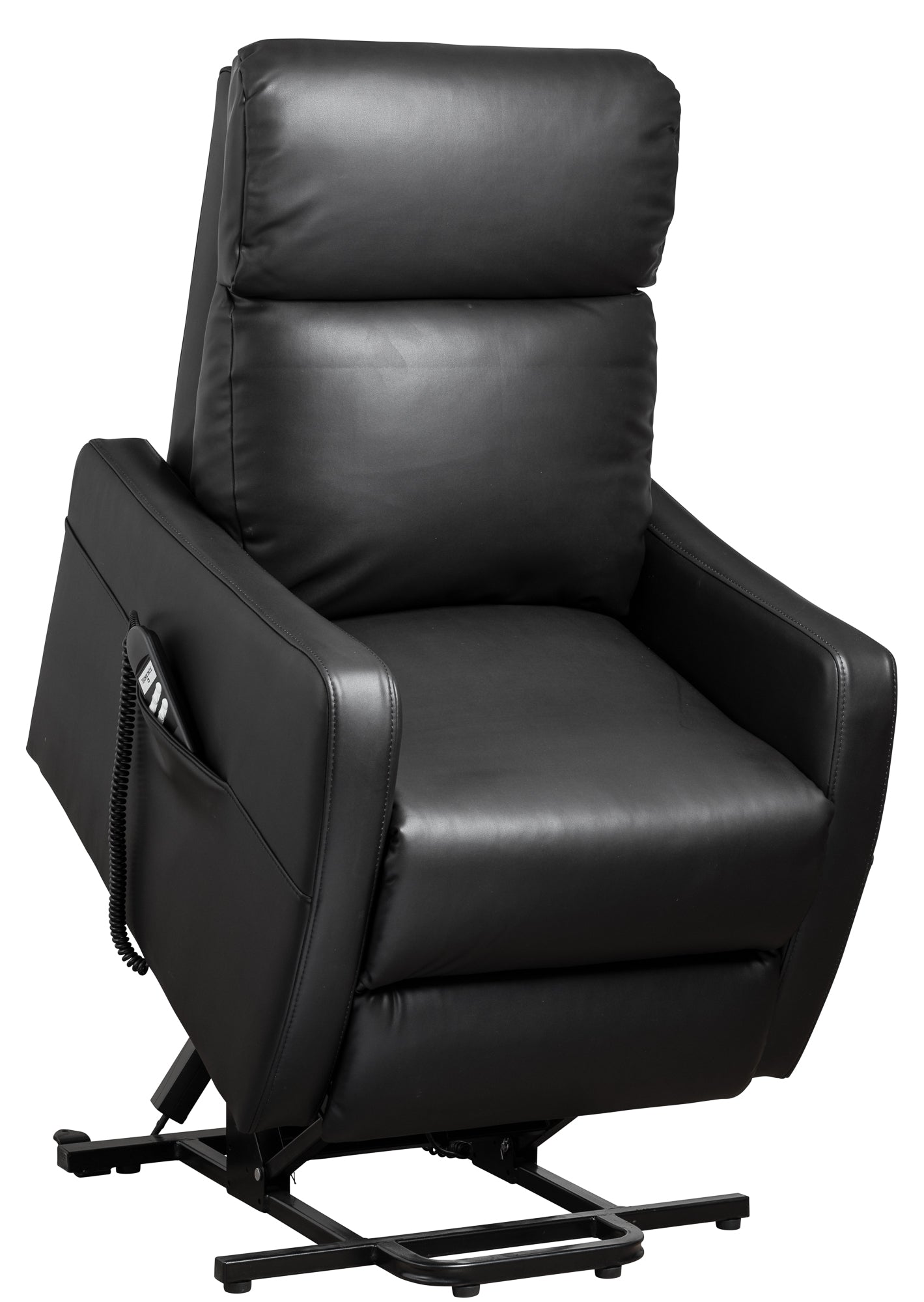 Relax en sta-op stoel zwart PU leder verrijdbaar F-102 (2-motorig) - Finlandic
