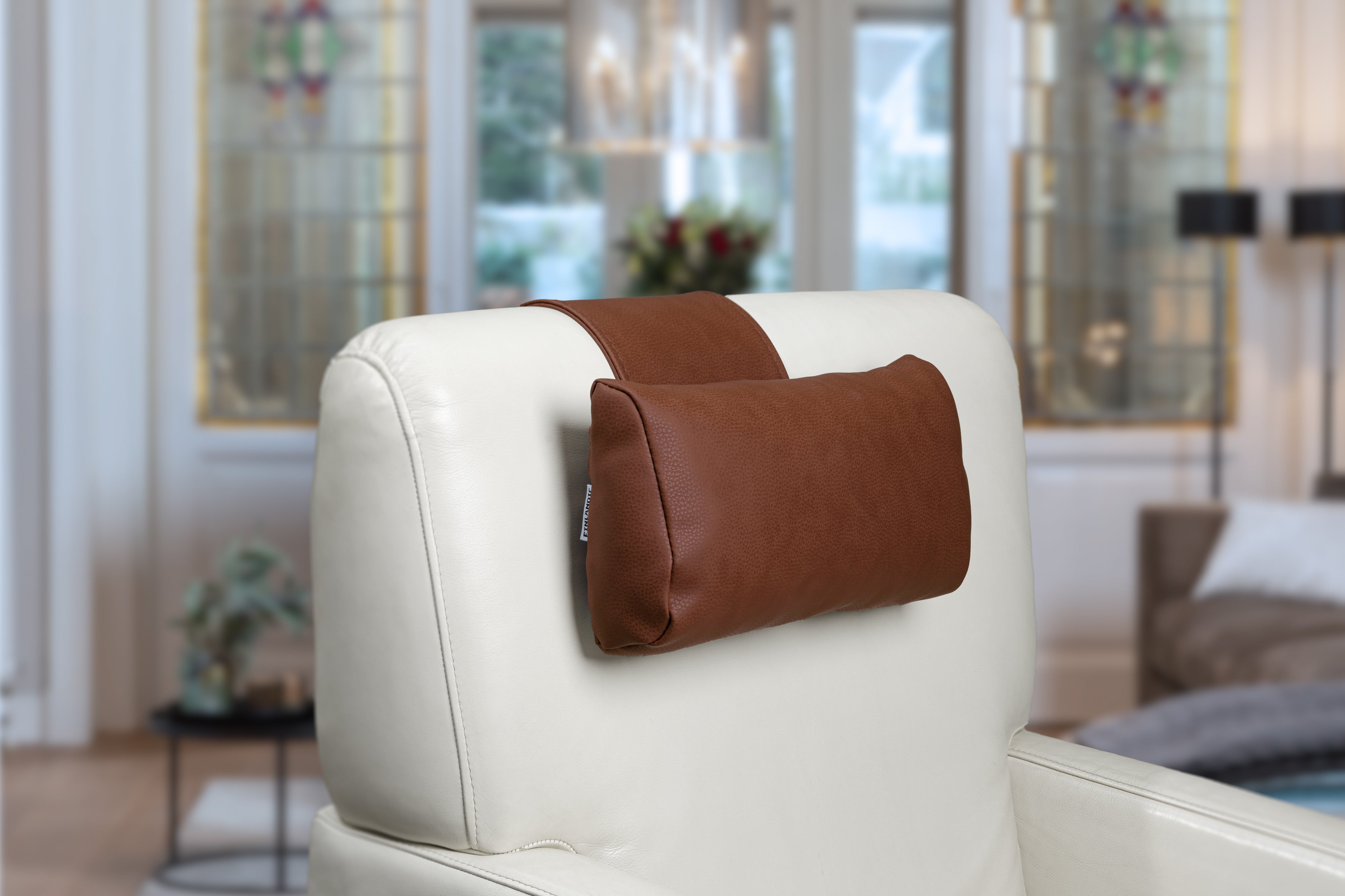 Hoofdkussen F04 reinigbaar cognac PU leder - Finlandic